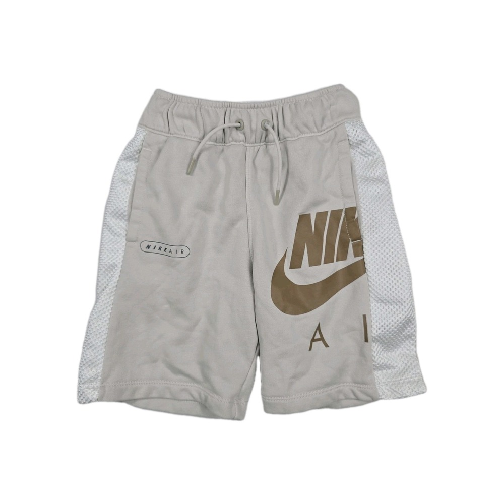 Nike Air Boys French Terry Mesh Panel Athletic Shorts Grey Khaki Medium